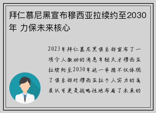 拜仁慕尼黑宣布穆西亚拉续约至2030年 力保未来核心 拜仁慕尼黑宣布穆西亚拉续约至2030年 力保未来核心